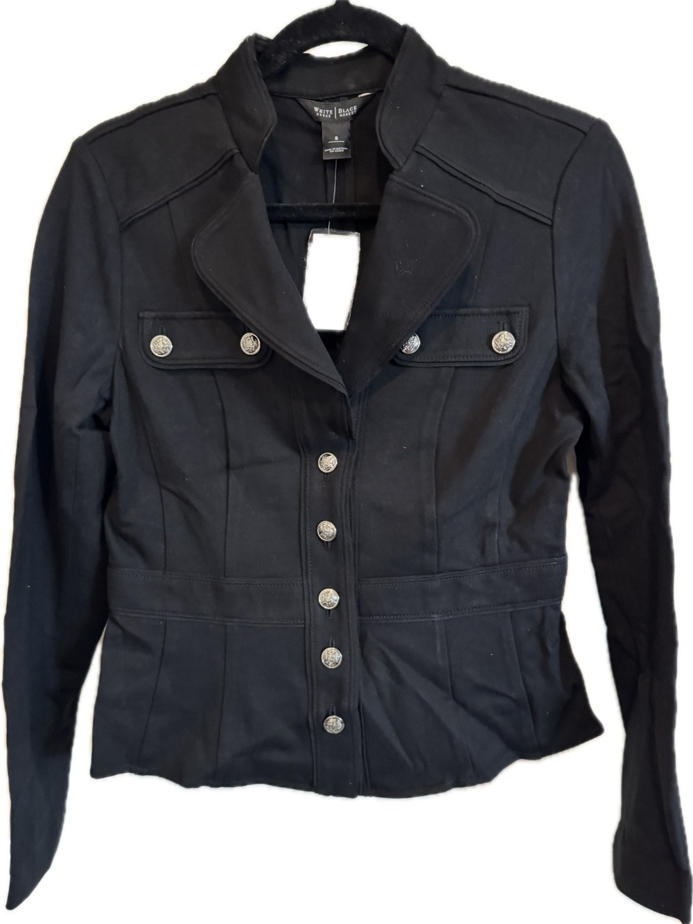 White House Black Market Black Military-Style Button Blazer